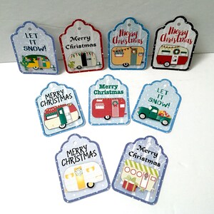 Camper Christmas Tags , Merry , Snow , Winter , Gifts , Holiday , Label , Joy , Truck