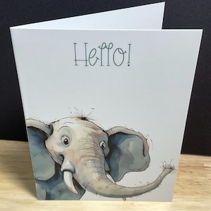 Hello Elephant Pocket Card , Animal , Sauvage , Le tronc , Énorme , Famille , Ami , Juste parce que , Salut