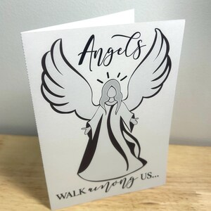 Carte Les anges marchent parmi nous, vacances, bienheureux, festif, rappel, famille, amis