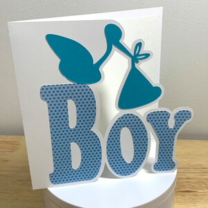 Carte Cigogne pour bébé garçon, Nouveau-né, Pois, Oiseau, Bundle of Joy, Naissance, Parents, Félicitations, Fête