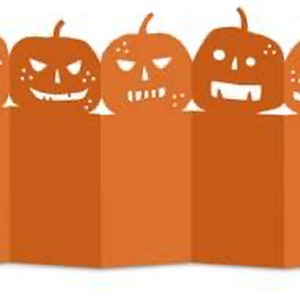 Carte d'accordéon citrouille d'Halloween , Vierge à l'intérieur , Des bonbons ou un sort , octobre , Visages , Effrayant , Terrifiant