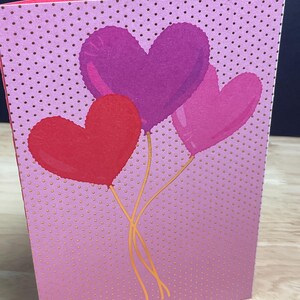 Carte de ballons coeur Saint-Valentin, feuille d'or, rose, violet, rouge, cadeau, conjoint, doux