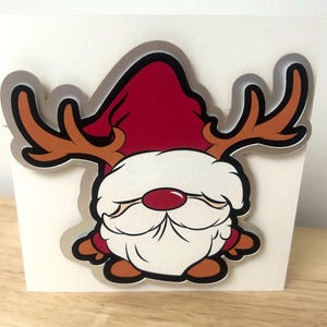 Carte de Noël nain , Renne , Bois , Père Noël , Hiver , Vacances , Mignon , Adorable