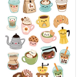 Autocollants café Kawaii , Mat , Planificateur , Journal , Artisanat , Scrapbooking , Cadeaux