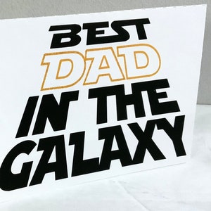 Carte Meilleur papa de la galaxie , intérieur vierge , scintillant , fête des pères , cadeau , amour , réfléchi