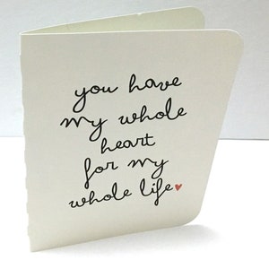 Carte pour toute une vie de coeur entier, vierge à l'intérieur, Saint-Valentin, anniversaire de mariage, anniversaire, amour, conjoint, partenaire, imprimé