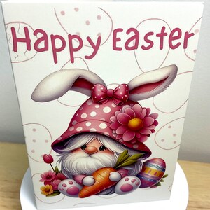 Joyeuses Pâques, carte de gnome, carotte, oeuf, enfants, adultes, famille, vacances, chocolat