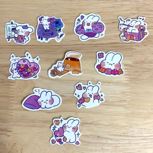 Stickers vinyles kawaii, lapin, fleurs, sommeil, cadeau, enfants, cœurs, fête, Halloween, amusement, création manuelle