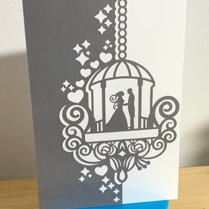 Wedding Lamp Card , Bride Groom , Vows , Blank inside , Hearts , Stars , Best Friend , Marriage , Ceremony
