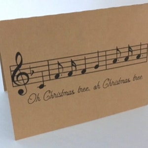 Oh Christmas Tree Holiday Musical Note Card , Vierge à l’intérieur , Chanson , Famille , Amis , Hiver