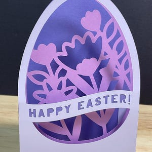 Carte 3D en forme d'oeuf de Joyeuses Pâques, jardin, fleurs, vacances, famille, amis