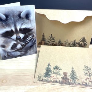 Carte Raccoon Mamma , Bébé , Famille , Sauvage , Trash Panda , Amour , Mignonne , Floue