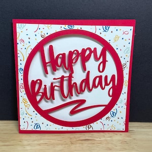 Carte de joyeux anniversaire , Vierge à l'intérieur , Hommes , Femmes , Enfants , Famille , Ami , Fête , Confettis