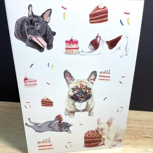 Carte de joyeux anniversaire BullDog , Gâteau , Verrouillages , Fête , Confiseries , Animaux de compagnie , Meilleur ami , Conjoint
