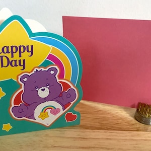 Carte de correspondance Best Friend Bear de Care Bear, Happy Day, Arc-en-ciel, Coeurs, Ami, Famille, Etoiles