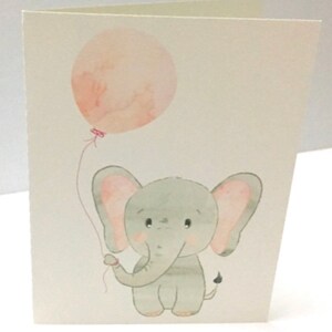 Carte éléphant , Vierge à l'intérieur , Rose , Ballon , Gris , Fête , Enfants , Zoo , Animal , Imprimé