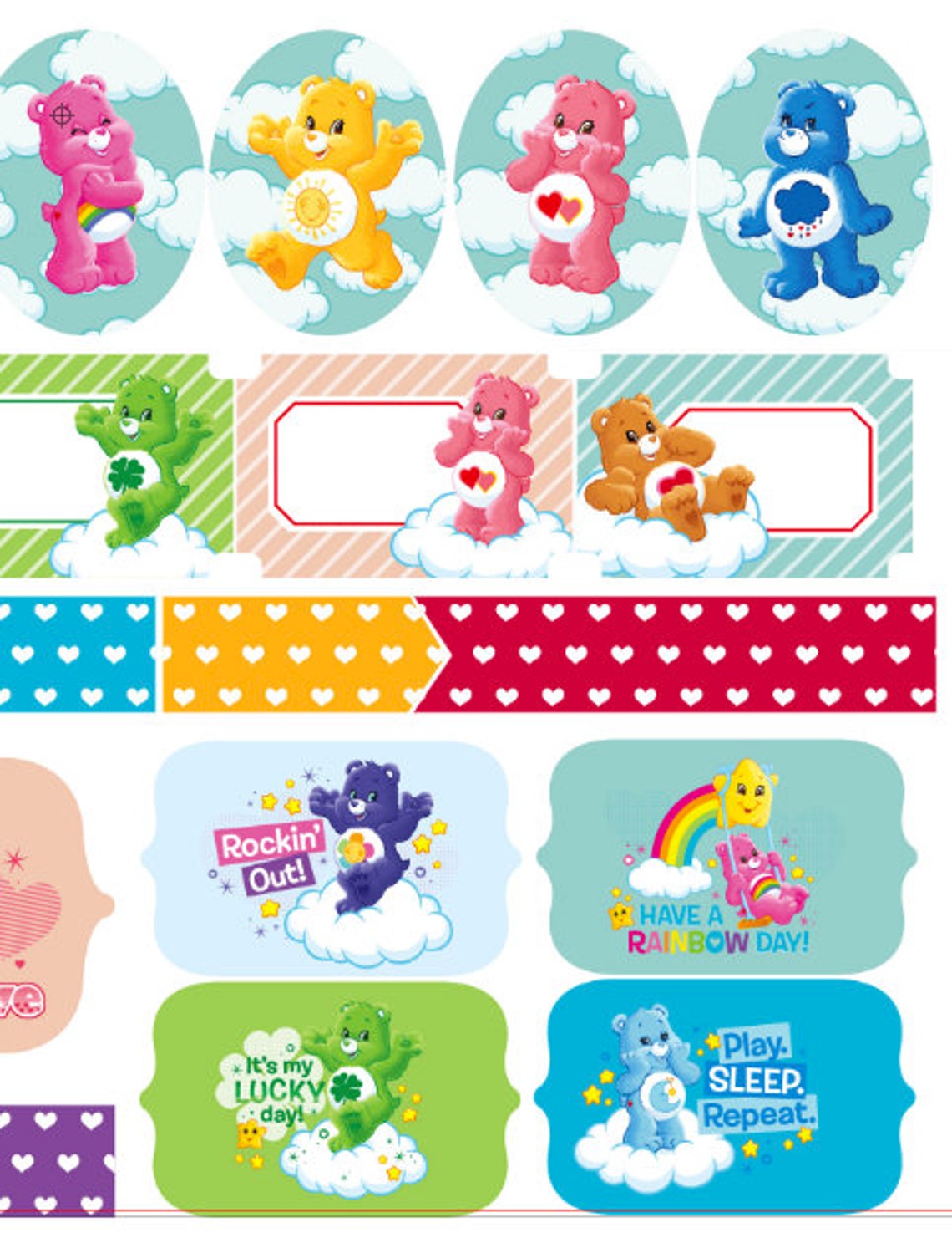 Care Bear Planner Stickers 50 piece set Journals Calendar | Etsy