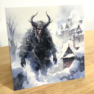Carte de folklore alpin Krampus , Avent , piste Krampuslauf , Krampuskarten , fête de la Saint-Nicolas , païen