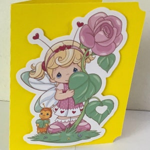 Carte d'insecte d'amour Moments précieux , intérieur vierge , Plantes , Cœur , Rose , Fleur , Ailes , Amis , Mignonne , TLC