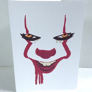 Killer Clown Face Card , Imprimé , Blank inside , Creepy , Scary , Evil , IT inspiré