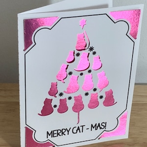 Carte Joyeux chat et mas , Étoile , Kitty , Chats , Arbre , Festif , Festif , Parfait , Enfants , Adultes