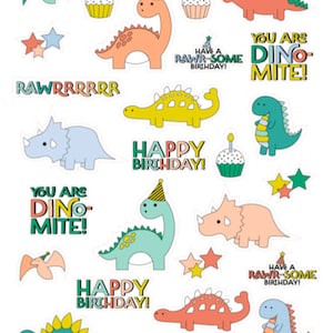 Stickers dinosaures joyeux anniversaire, enfants, fête, ballons, cadeaux, sacs surprise, fabrication de cartes