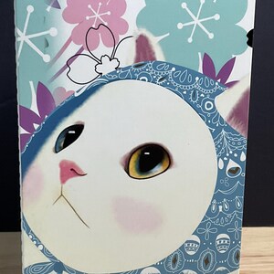Carte chat , Fleurs , Imprimé , Blanc , Fourrure de bébé , Meow , Doux , Mignonne , Famille , Ami , Ronronnement