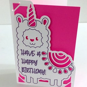 Carte d'anniversaire Lama , Vierge à l'intérieur , Imprimé , Papercut , Heureux , Fête , Enfants , Adultes , Petite amie , Meilleur ami , Famille