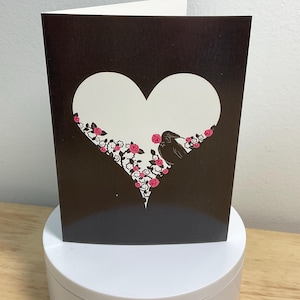 Carte de Saint-Valentin gothique, amour, roses, corbeau, oiseau, fleurs, noir, rose, conjoint