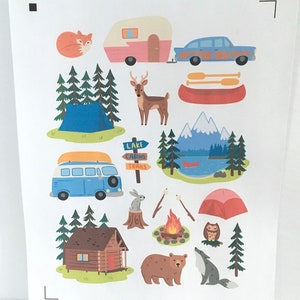 Stickers de camping , Sauvage , bois , Animaux , Tentes , Remorque , Feu , Cabane , Voyage , Artisanat , Scrapbooking , Enfants , Adultes