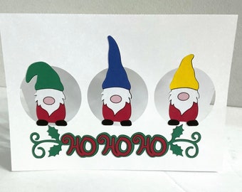 HOHOHO Gnome Christmas Card , Printed , Blank inside , Holiday , Festive , Family , Friends