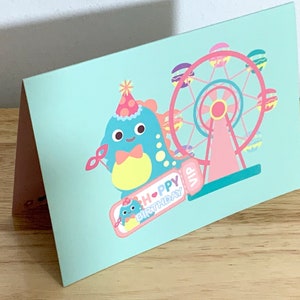 Happy Birthday Kawaii Dino Pop Up Card , Vierge à l'intérieur , Imprimé , Carnaval , Enfants , Ados , Famille , Cadeau
