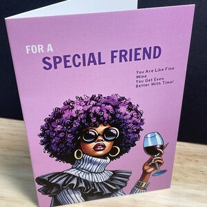 Carte pour ami spécial , Vin , Boissons , Style , Violet , Beau , Femme , Anniversaire , Juste parce que
