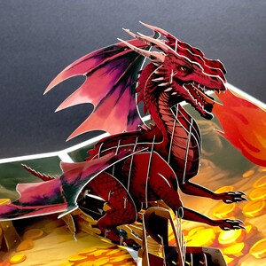 Carte pop-up Protecteur de trésor, dragon, épée, carte, feu, pirates, or