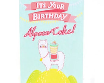 Alpaca Birthday Card , Blank inside , Animal , Printed , Cute , Kids, Teens , Adults , Friends , Family