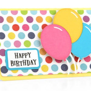 Carte de joyeux anniversaire, intérieur vierge, pois, ballons, fête, enfants, adultes, adolescents