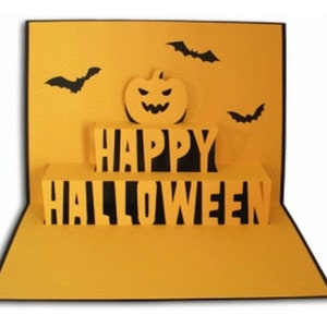 Carte pop-up Happy Halloween , Intérieur vierge , Halloween , Enfants , Adultes , Amis , Famille , Citrouille , Chauves-souris , Fantasmagorie