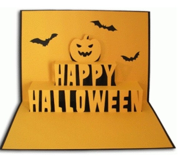 Happy Halloween Pop up Card , Blank Inside , Halloween , Kids , Adults , Friends , Family , Pumpkin , Bats , Spooky
