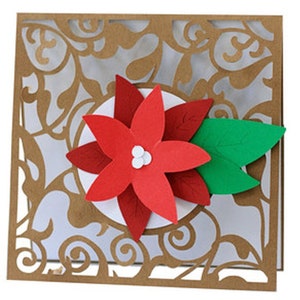 Poinsettia Flourish Card , Vierge à l’intérieur , Fleur , Noël , Vacances , Fleur , Hiver , Famille , Amis , Vacances