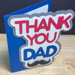 Carte de remerciement pour papa, moustache, bleu, rouge, pops, amour, attention, réfléchi