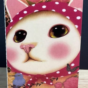 Carte chat , Fleurs , Imprimé , Blanc , Fourrure de bébé , Meow , Doux , Mignonne , Famille , Ami , Ronronnement