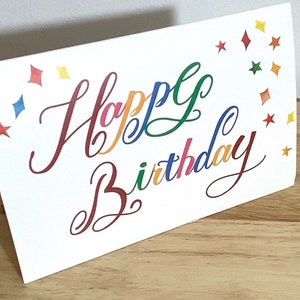 Carte de joyeux anniversaire , Imprimée , Vierge , Ballonnet , Confetti , Bannière , Coloré , Ami , Famille , Adultes , Enfants