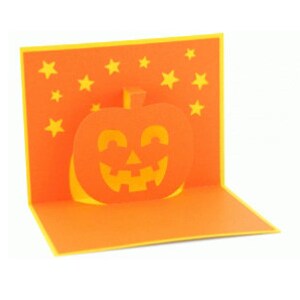 Carte Jack-O-Lantern pop-up d'Halloween , Intérieur vierge , Papier découpé , Étoiles , 3D , octobre