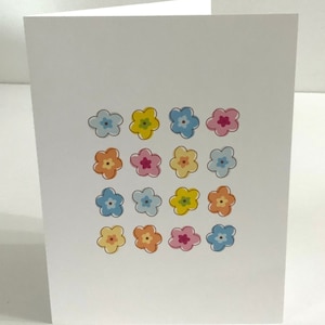 Carte de fleurs simple, rose, bleu, jaune, orange, vert, famille, amis, juste parce que, vierge