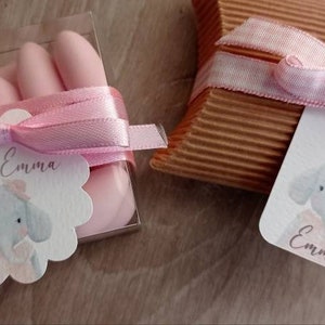 20 Tags / Biglietti per bomboniera Battesimo o nascita - elefantina con cappello