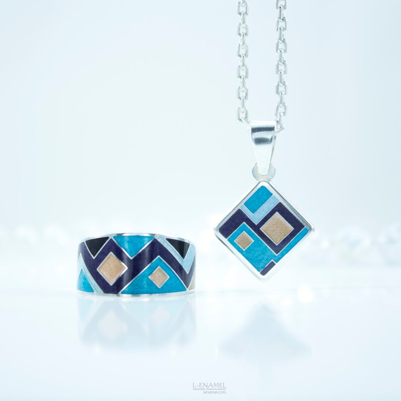 Ornament Ring Enamel Ring Math Jewelry Silver Abstract Jewelry Geometry ...