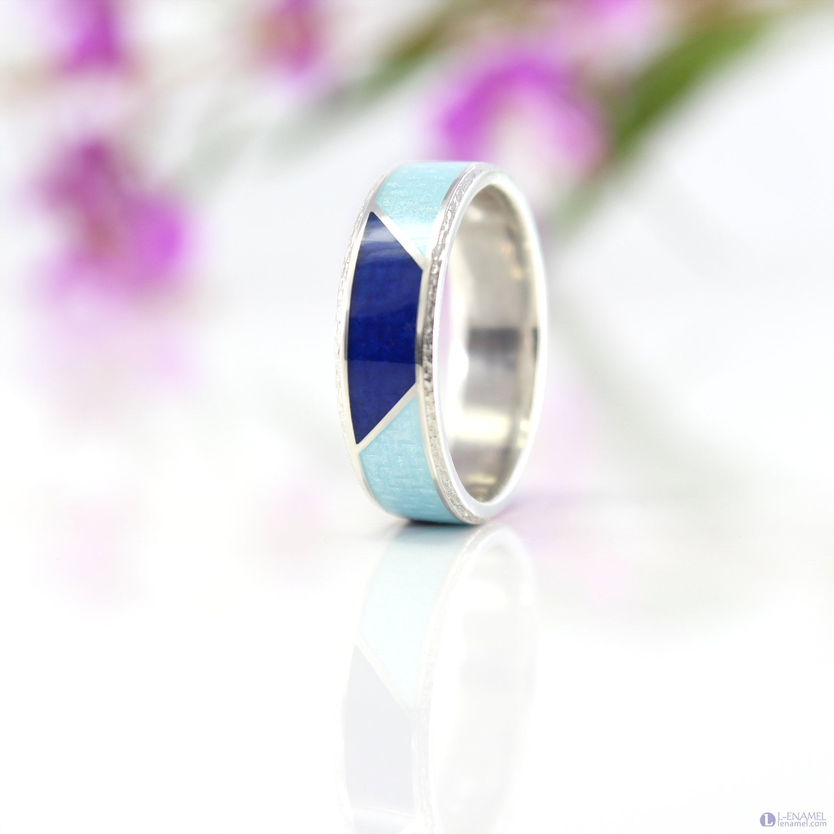 Enamel ring with enamel wedding rings unisex jewelry blue ring wide band vitreous enamel gold plated ring cloisonne jewelry ring hot enamel