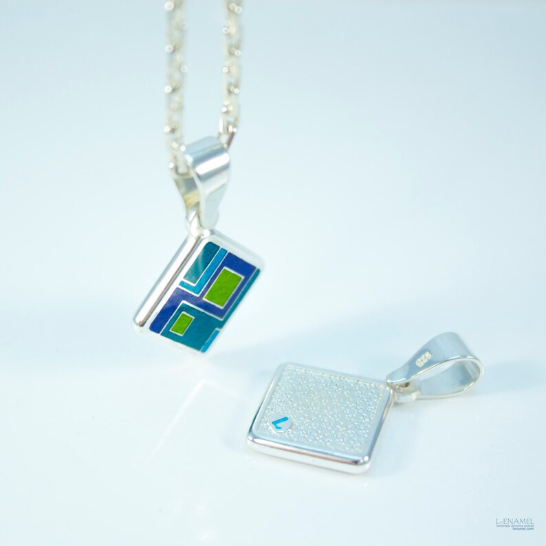 Ornament Pendant Enamel Pendant Math Jewelry Silver Abstract Etsy