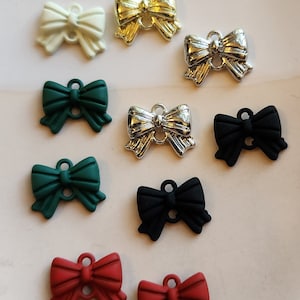 Bow Holiday Rubberized Colorful Connector Pendant Charm   earring Jewelry,