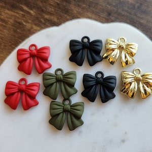 2 Pieces Bow Holiday Rubberized Colorful Pendant Charm  jewelry supplies handmade jewelry craft supplies earring supplies